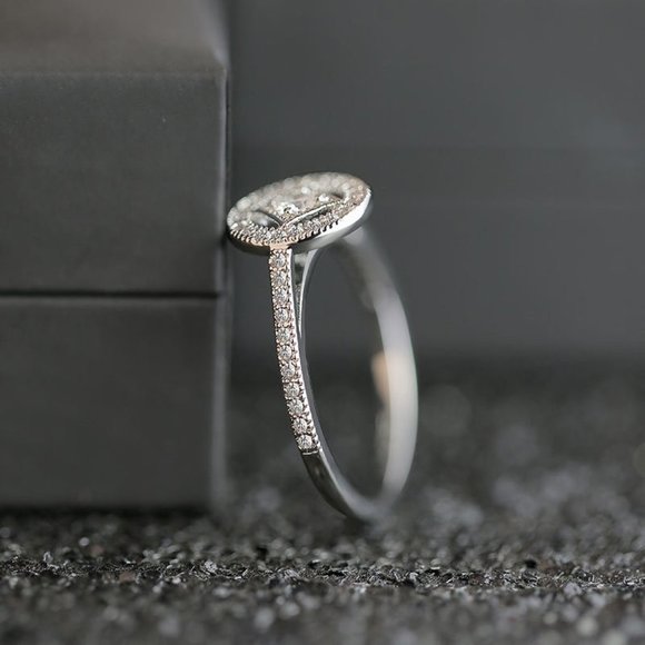 💎 925 Silver Plated Lovely Pave Double Layer Rhombus Ring for Women,VIP088 - Picture 4 of 7